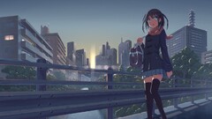 Anime anime girls artwork digital art blue original characters