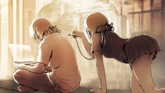 Anime anime girls artwork love bent over