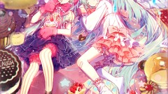 Anime anime girls colorful two women
