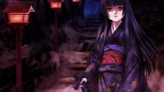 Anime anime girls enma ai jigoku shoujo lantern fantasy art