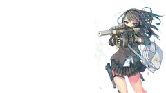 Anime anime girls gun original characters school uniform weapon