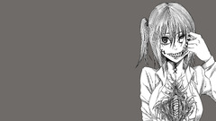 Anime anime girls horror monochrome Simple Background