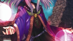 Anime anime girls long hair purple hair blue eyes witch hat