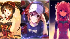 Anime anime girls multiple display neon genesis evangelion saber