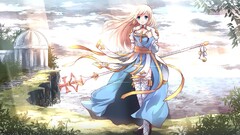 Anime anime girls original characters blonde long hair blue eyes