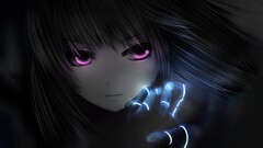 Anime anime girls pink eyes face dark hair