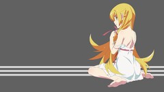 Anime anime girls Simple Background oshino shinobu blonde dress