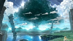 Anime anime girls sky Trees