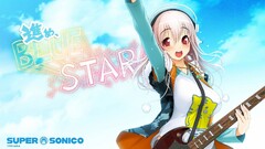 Anime anime girls super sonico red eyes pink hair guitar arms up
