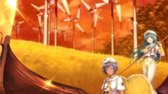 Anime anime girls two women boat long hair purple hair vehicle