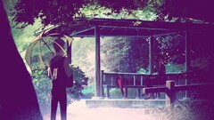 Anime artwork rain Garden the garden of words umbrella Trees