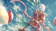 Anime Birds anime girls sky long hair fantasy art fantasy girl