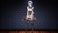 Anime blood anime girls Axes maid maid outfit red eyes blue hair