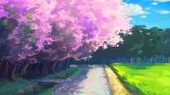 Anime cherry blossom Trees outdoors Plants