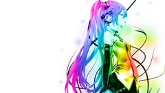 Anime colorful hatsune miku vocaloid anime girls headphones