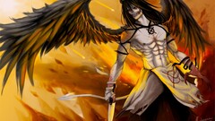Anime devil red eyes wings fantasy art