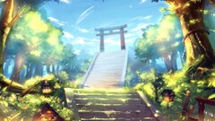 Anime fantasy art Asia nature sky Trees