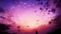 Anime fantasy art sunset sky anime girls