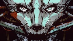 Anime futuristic cyborg robot skull artwork Machine digital art