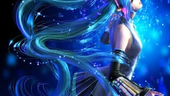 anime girls Anime blue hair long hair