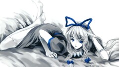 anime girls Anime blue ink wash yakumo yukari selective coloring