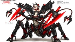 anime girls Anime creature red eyes weapon numbers