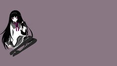 anime girls Anime dark hair long hair Simple Background