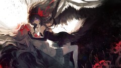 anime girls Anime dark hair purple eyes long hair fantasy girl