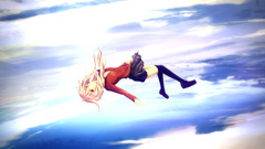 anime girls Anime falling sky red eyes miniskirt