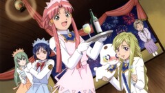 anime girls Anime group of women green hair blue hair pink hair