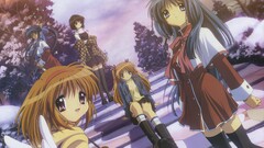 anime girls Anime group of women looking at viewer boots