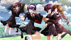 anime girls Anime group of women looking at viewer legs brunette