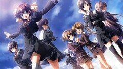 anime girls Anime group of women standing holding hands