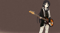 anime girls Anime guitar k - on akiyama mio brown background
