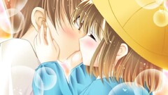 anime girls Anime kissing brunette Women hat