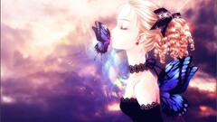 anime girls Anime original characters closed eyes butterfly