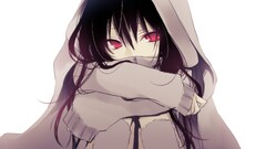anime girls Anime original characters red eyes hoods kuroi