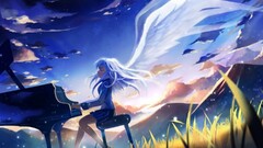 anime girls Anime piano musical instrument closed eyes