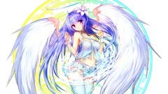 anime girls Anime purple hair long hair thigh highs wings angel