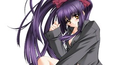 anime girls Anime purple hair long hair yellow eyes