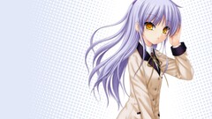 anime girls Anime purple hair yellow eyes Simple Background
