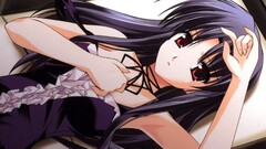 anime girls Anime red eyes long hair