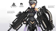 anime girls Anime red eyes weapon Simple Background numbers