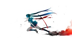 anime girls Anime sword girls with swords Simple Background