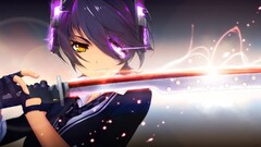 anime girls Anime sword Katana yellow eyes weapon