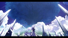 anime girls Anime Trees white hair worm's eye view low-angle