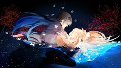 anime girls Anime two women artwork long hair fantasy girl