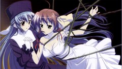 anime girls Anime two women holding hands dark eyes long hair