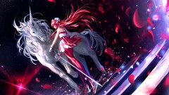 anime girls Anime unicorns flower petals