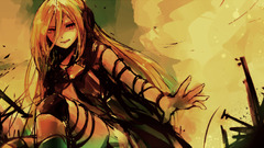 anime girls Anime vocaloid Lily (Vocaloid) headphones Women sky